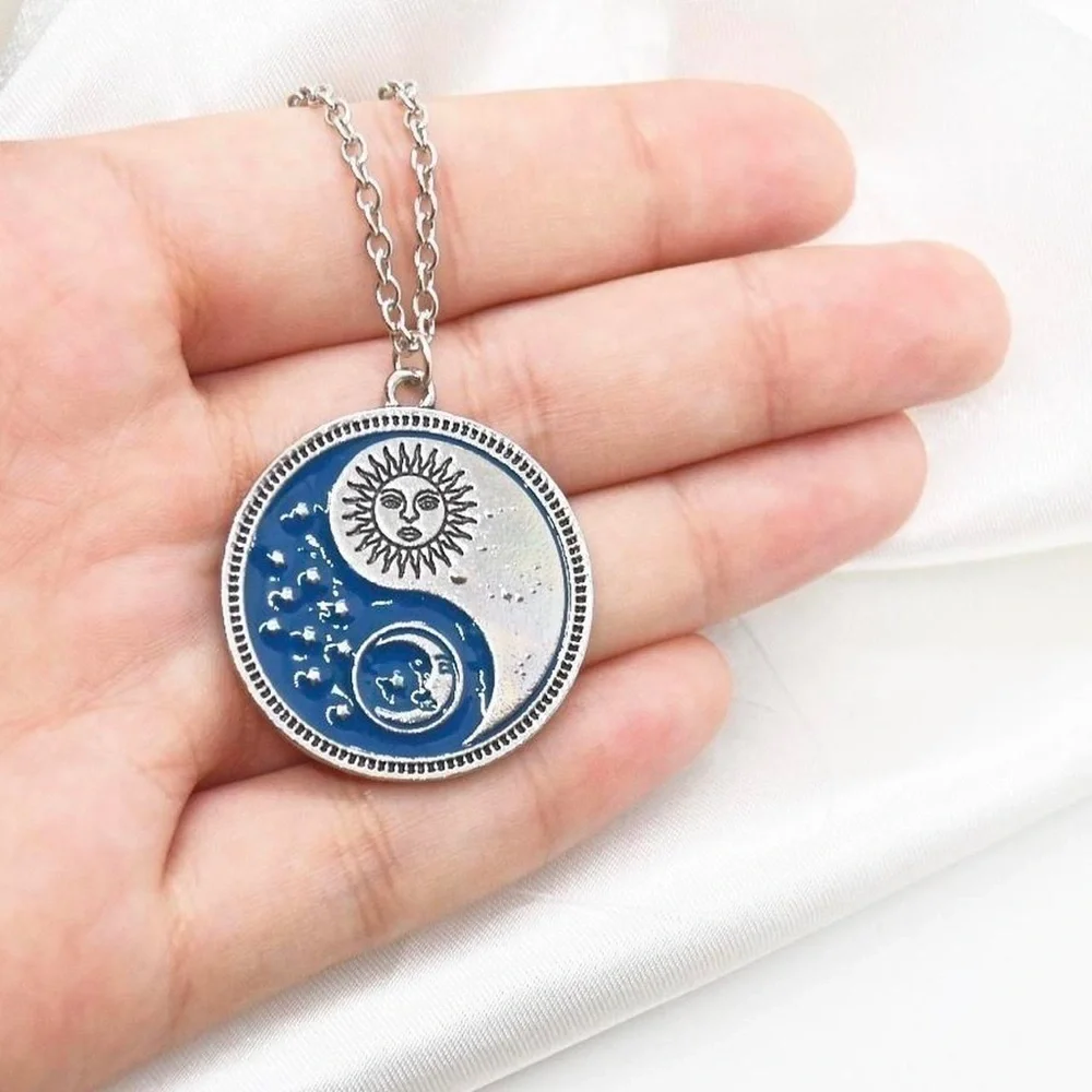 Blue Moon and Sun Necklace